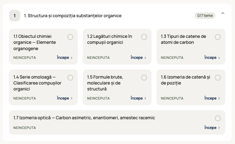 Urmărirea progresului pe fiecare temă